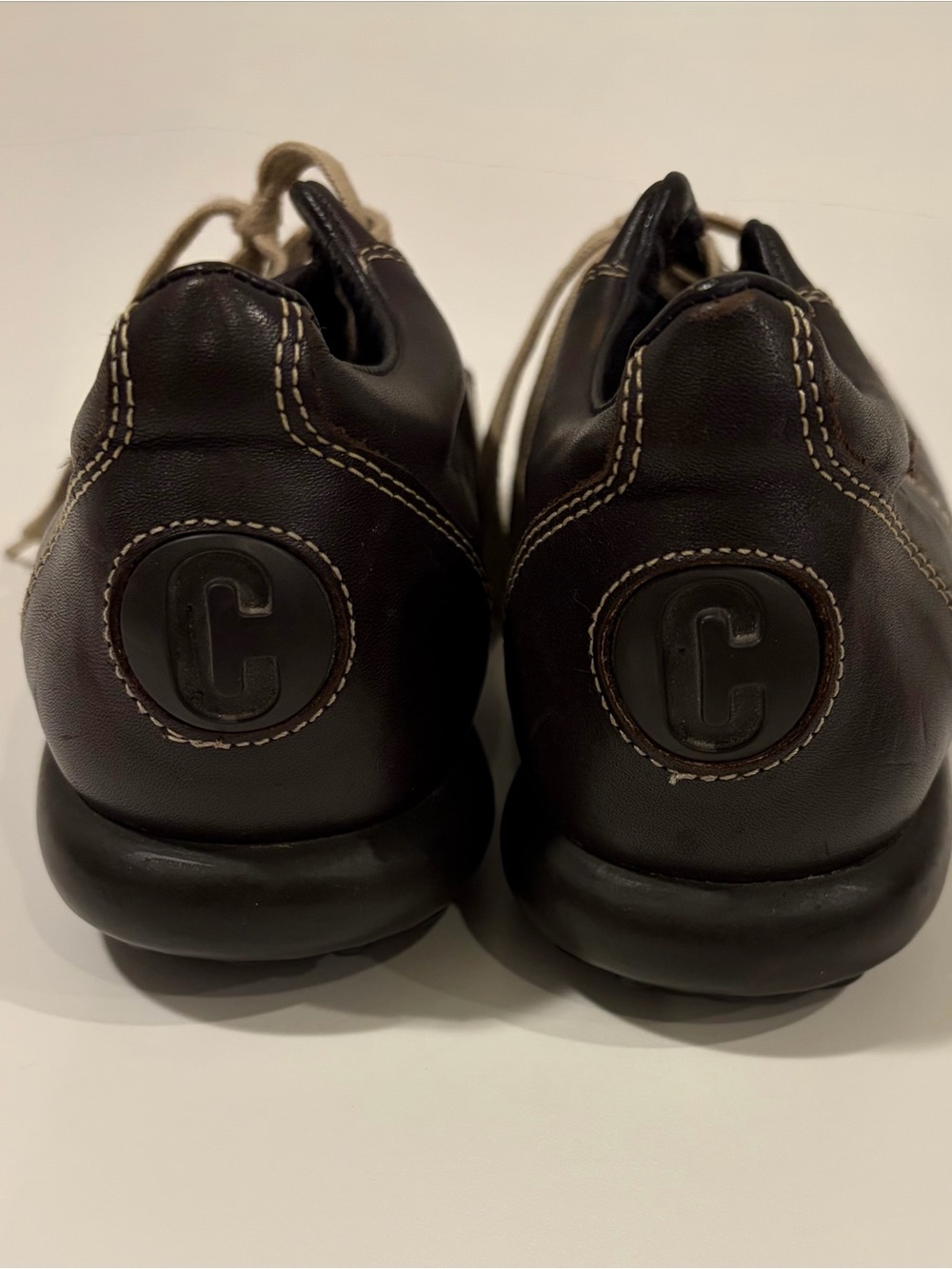 Camper Brown Leather Sneakers with Cream Laces - Picture 2 of 4
